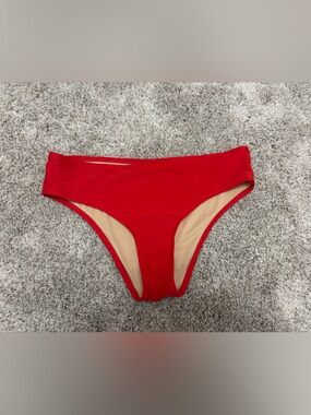 Old Navy Red High-Cut Bikini Bottom with Nude Lining